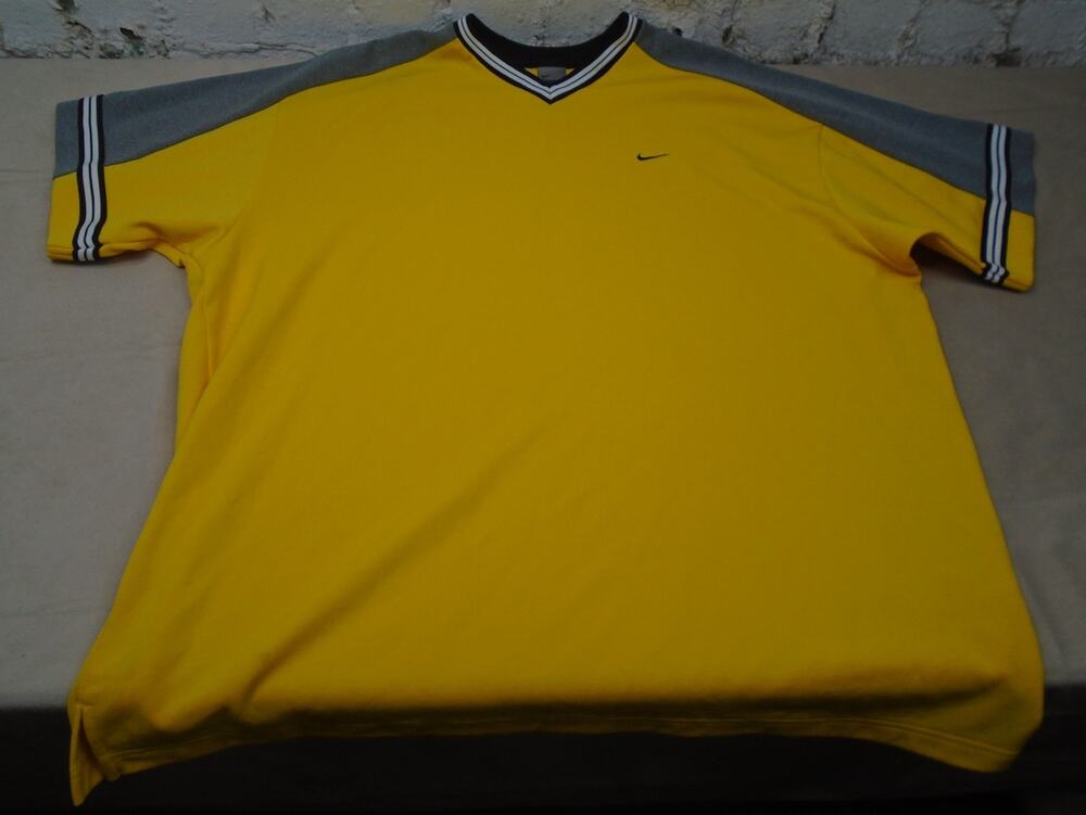 Vintage Y2K Nike Silver Tag Embroidered Center Logo Yellow Jersey Shirt XL